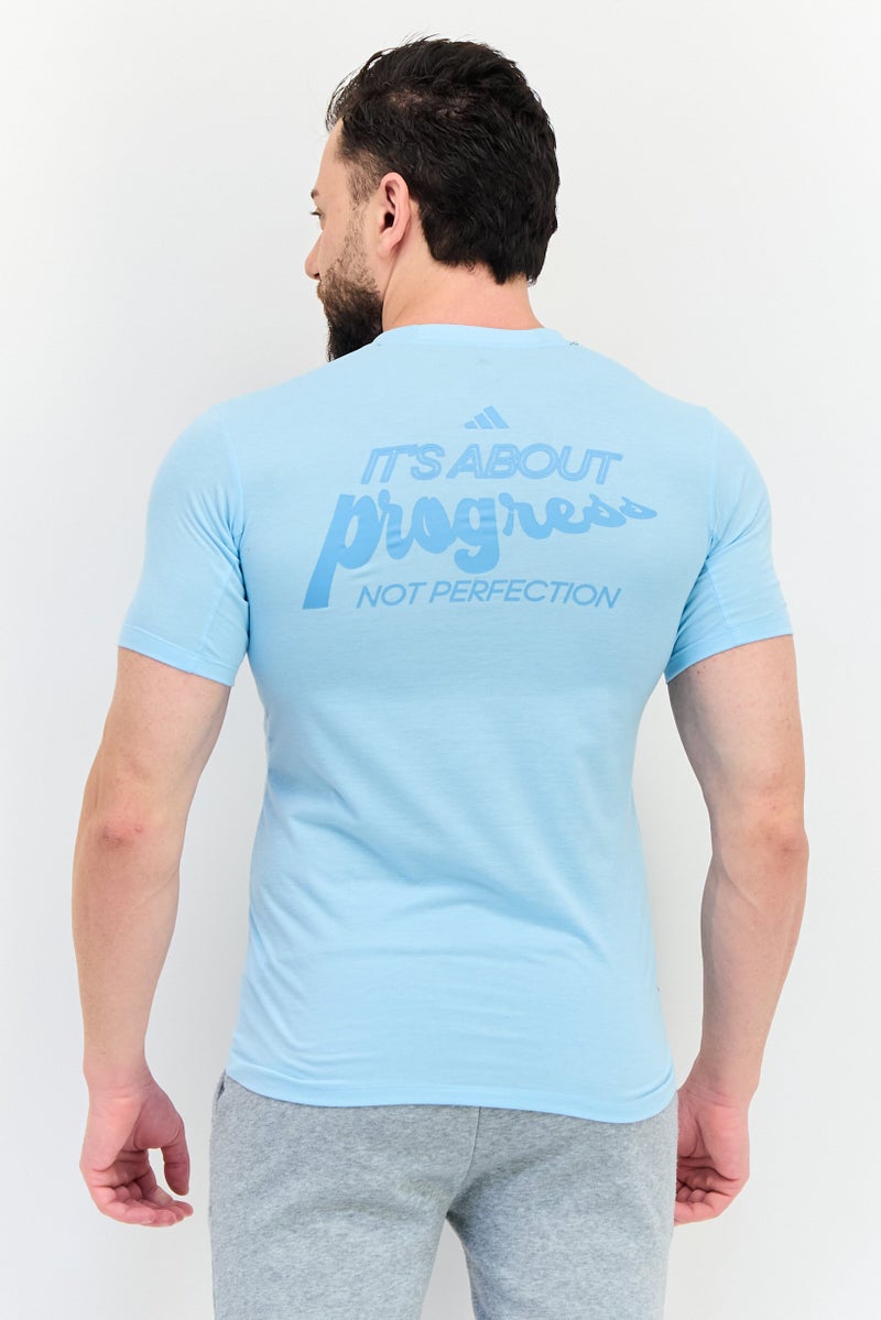 Adidas تي شيرت رياضي للرجال بأكمام قصيرة مناسب في الهواء الطلق، تركواز - Image 3