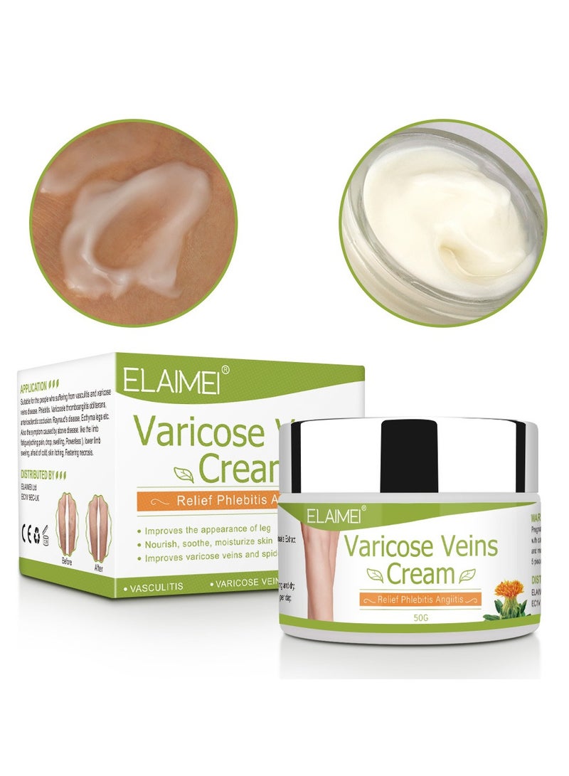 Elaimei Varicose Veins Treatment Cream 50G Spider Vein Cream Relief Tired and Heavy Legs Strengthen Capillary Health Improve The Apperance of Legs - Image 1