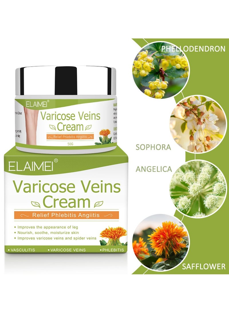 Elaimei Varicose Veins Treatment Cream 50G Spider Vein Cream Relief Tired and Heavy Legs Strengthen Capillary Health Improve The Apperance of Legs - Image 2