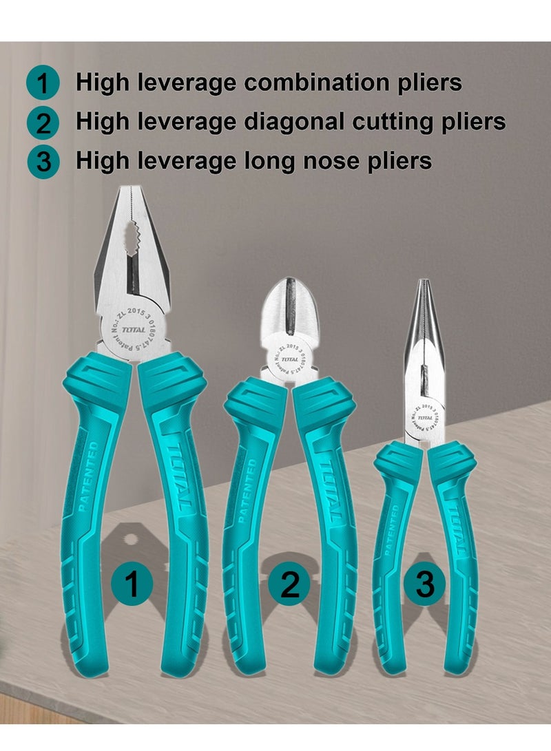 توتال طقم زراديات TOTAL مكون من 3 قطع (THT1K0311) - يشمل زرادية متعددة الاستخدامات، وقاطعة جانبية، وزرادية ذات أنف طويل - طقم أدوات يدوية شديدة التحمل مصنوع من فولاذ الكروم-فاناديوم (Cr-V)، مثالي لأعمال الإصلاح الكهربائي، والمشاريع اليدوية (DIY)، والاستخدامات الصناعية. - Image 4