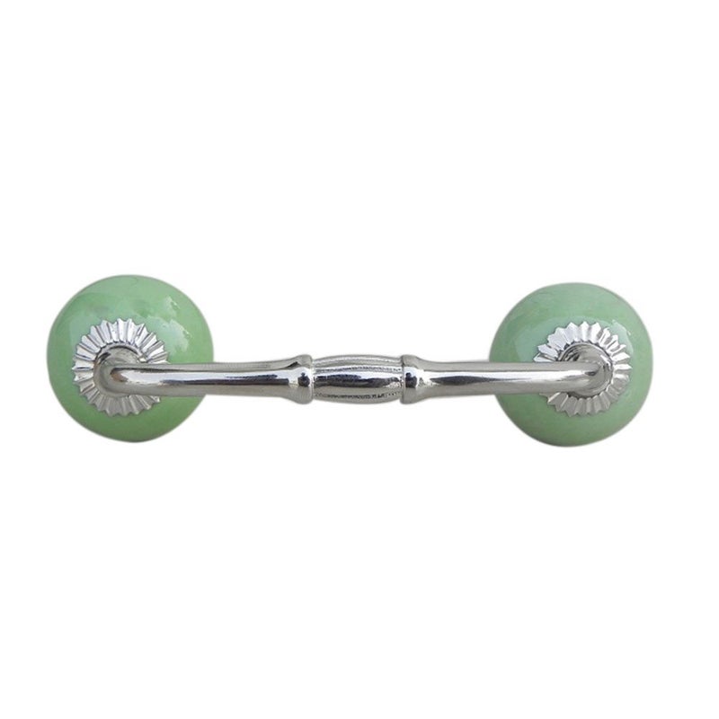 Indian-Shelf IndianShelf 1 Pack Ceramic Multicolor Drawer Pulls T Bar Vintage Kitchen Cabinet Handles Silver Hardware 4 Hole to Hole Dresser Door Handle BH10 SCRK38  - Image 1