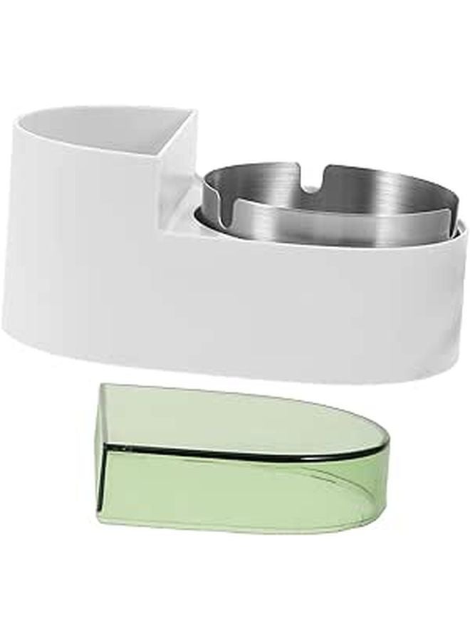 Green Wall Mounted Bathroom Ashtray With Lid Windproof Indoor Smoking Ash Holder - Image 1