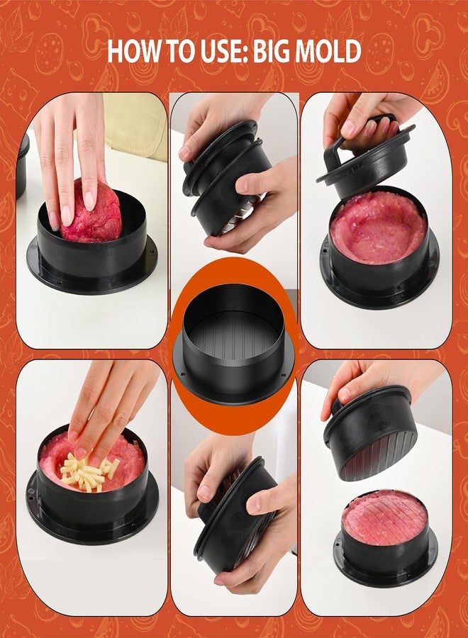 Pisol Hamburger Press, 4-in-1 Burger Press Patty Maker Slider, Stuffed Burgers Sandwich Cutter, Meat Beef Veggie Hamburger Patty Mold with 100 pcs Wax Disc Papers - Image 4