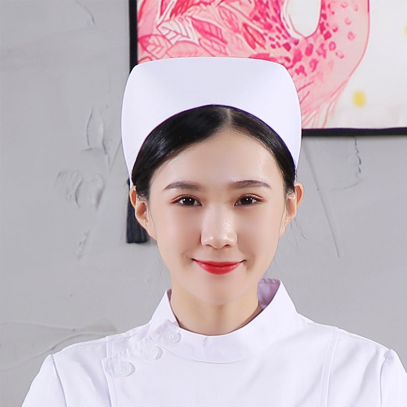 High-Grade Nurse Cap Women'S White Thick Dovetail Cap Blue Pink Health School Hospital Nurse Cap Custom-Made - Image 1
