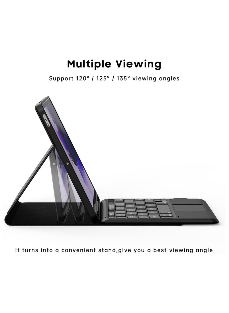 نيو حافظة لوحة مفاتيح لجهاز Samsung Galaxy Tab S7 FE مقاس 12.4 بوصة - غطاء لوحة مفاتيح ذكي مغناطيسي لاسلكي قابل للفصل ومضاد للماء - لوحة مفاتيح رفيعة سوداء مع حامل قلم لجهاز S7 - Image 3