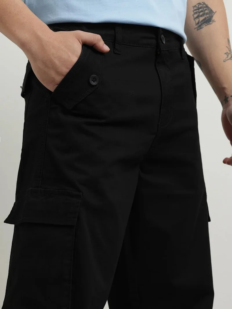 NOBERO  NOBERO Men's Black Cargo Pants - Multi-Pocket for Outdoor Workwear for Men | Best Price UAE