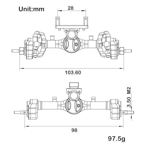 MEUS Racing 62mm SCX24 Portal Axles for Axial 124 SCX24 RC Crawler Black - Image 5