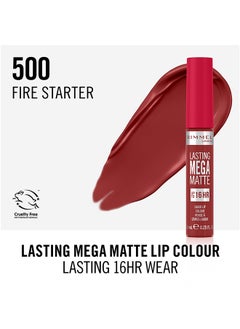 RIMMEL LONDON Lasting Mega Matte Liquid Lipstick  500  Fire Starter  - Image 3