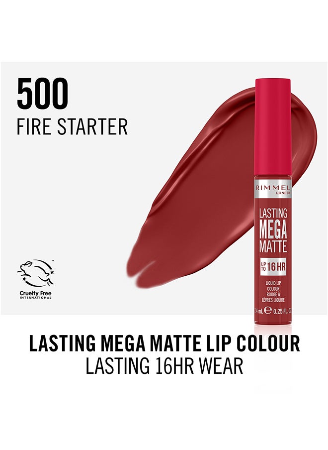 RIMMEL LONDON Lasting Mega Matte Liquid Lipstick  500  Fire Starter  - Image 3