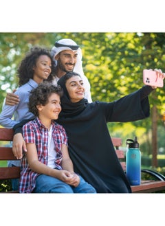 زاهايف زجاجة مياه ستانلس ستيل 1 لتر مع 3 أغطية وحقيبة - زجاجه مياه رياضيه ذات جدار مزدوج 1000 مل - مطارة ماء حافظه للحرارة - زمزميه ماء حافظة للبرودة - قارورة ماء ستيل للماء البارد و الساخن من زاهايف - أزرق  - Image 5