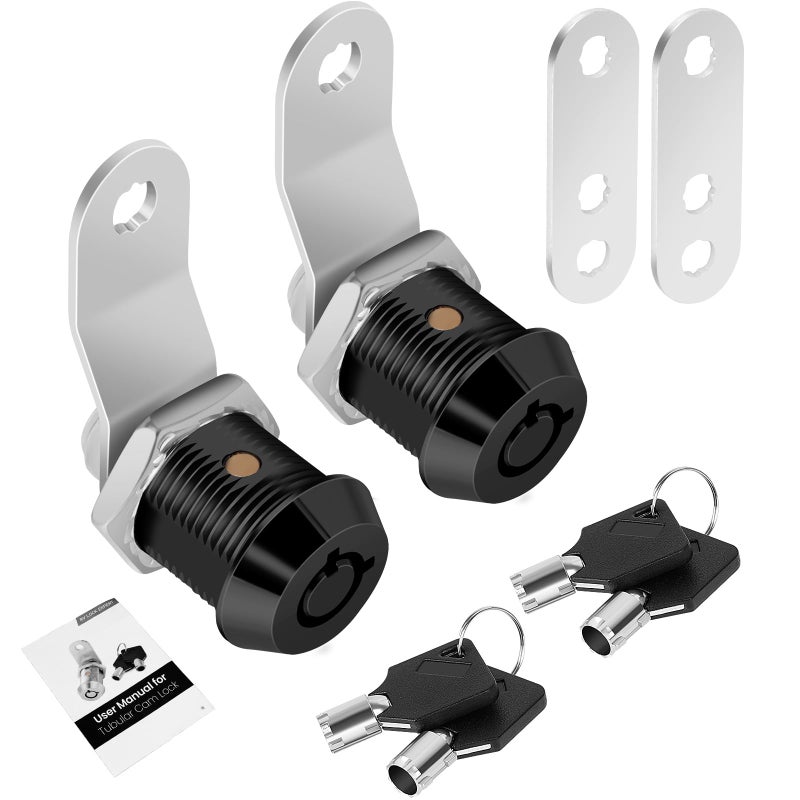 Cylinnda 2 Pack Tool Box Lock with Keys 58 RV Storage Lock Keyed Alike Cabinet Lock Cam Locks for Toolbox Lock Replacement Mailbox RV Compartment Locks with Manual Black 2 Pack 58 Inch - Image 3