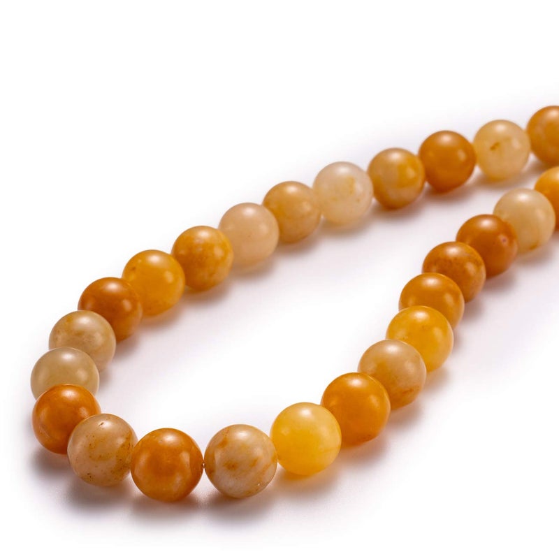 BEADIA Natural Yellow Jade Stone Round Loose Semi Gemstone Beads for Jewelry Making 6MM 61PCS