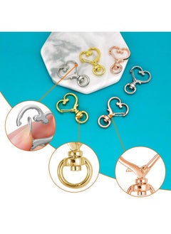 Oubaka 36Pcs Heart-Shaped Swivel Snap Hook,Metal Spring Snap Keychain Colored Heart Clips Keychain Hook Lobster Clasp Split Key Rings Bulk For Keychain Lanyard,Charm,Jewelry,Diy Crafts Supplies(3 Colors)  - Image 4