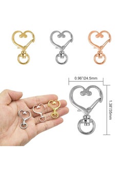 Oubaka 36Pcs Heart-Shaped Swivel Snap Hook,Metal Spring Snap Keychain Colored Heart Clips Keychain Hook Lobster Clasp Split Key Rings Bulk For Keychain Lanyard,Charm,Jewelry,Diy Crafts Supplies(3 Colors)  - Image 3