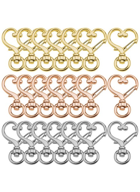 36Pcs Heart-Shaped Swivel Snap Hook,Metal Spring Snap Keychain Colored Heart Clips Keychain Hook Lobster Clasp Split Key Rings Bulk For Keychain Lanyard,Charm,Jewelry,Diy Crafts Supplies(3 Colors)
