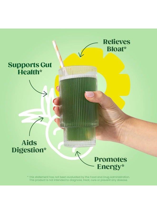 Bloom Nutrition Superfood Greens Powder, Digestive Enzymes with Probiotics and Prebiotics, Gut Health, Bloating Relief for Women, Chlorella, Green Juice Mix with Beet Root Powder, 25 SVG, Pineapple - Image 2