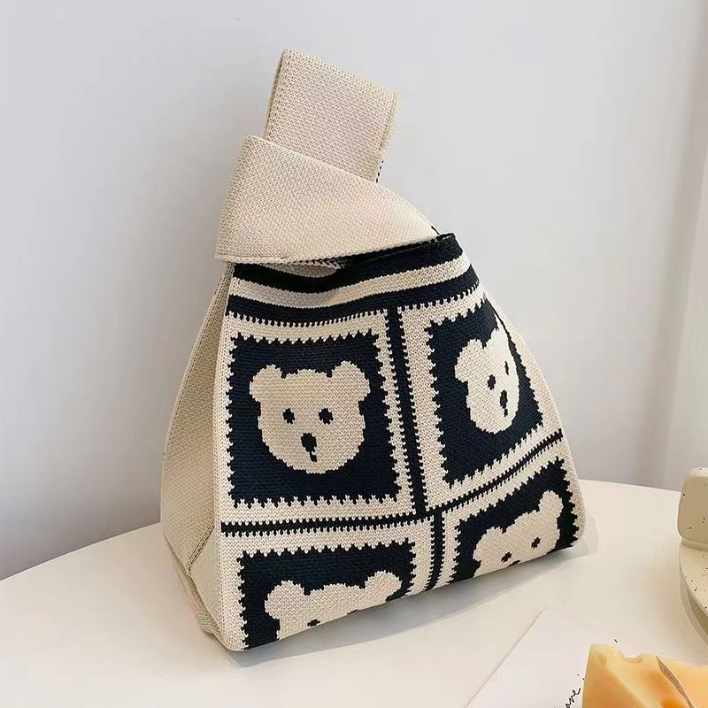 Wrist Bag Internet Celebrity Fashion Handbag Women'S Knitted Bucket Bag Japanese And Korean Style All-Match Hand Bag Casual All-Match Phone Bag - Image 1