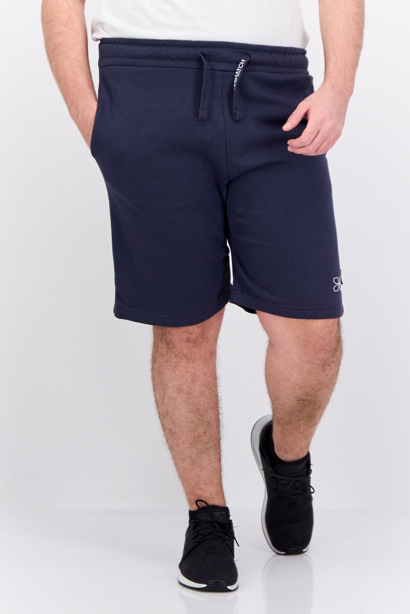 CROSSHATCH Men Drawstring Brand Logo Basic Shorts, Navy - Image 1