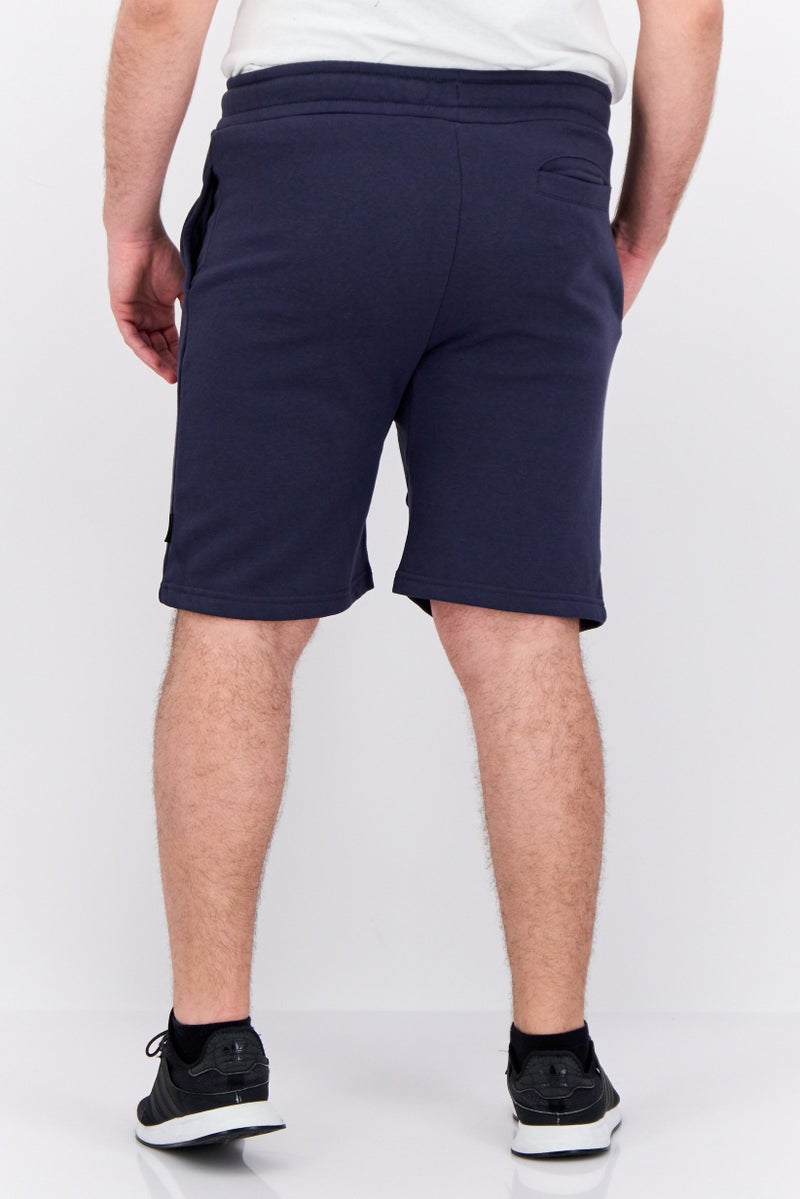 CROSSHATCH Men Drawstring Brand Logo Basic Shorts, Navy - Image 3