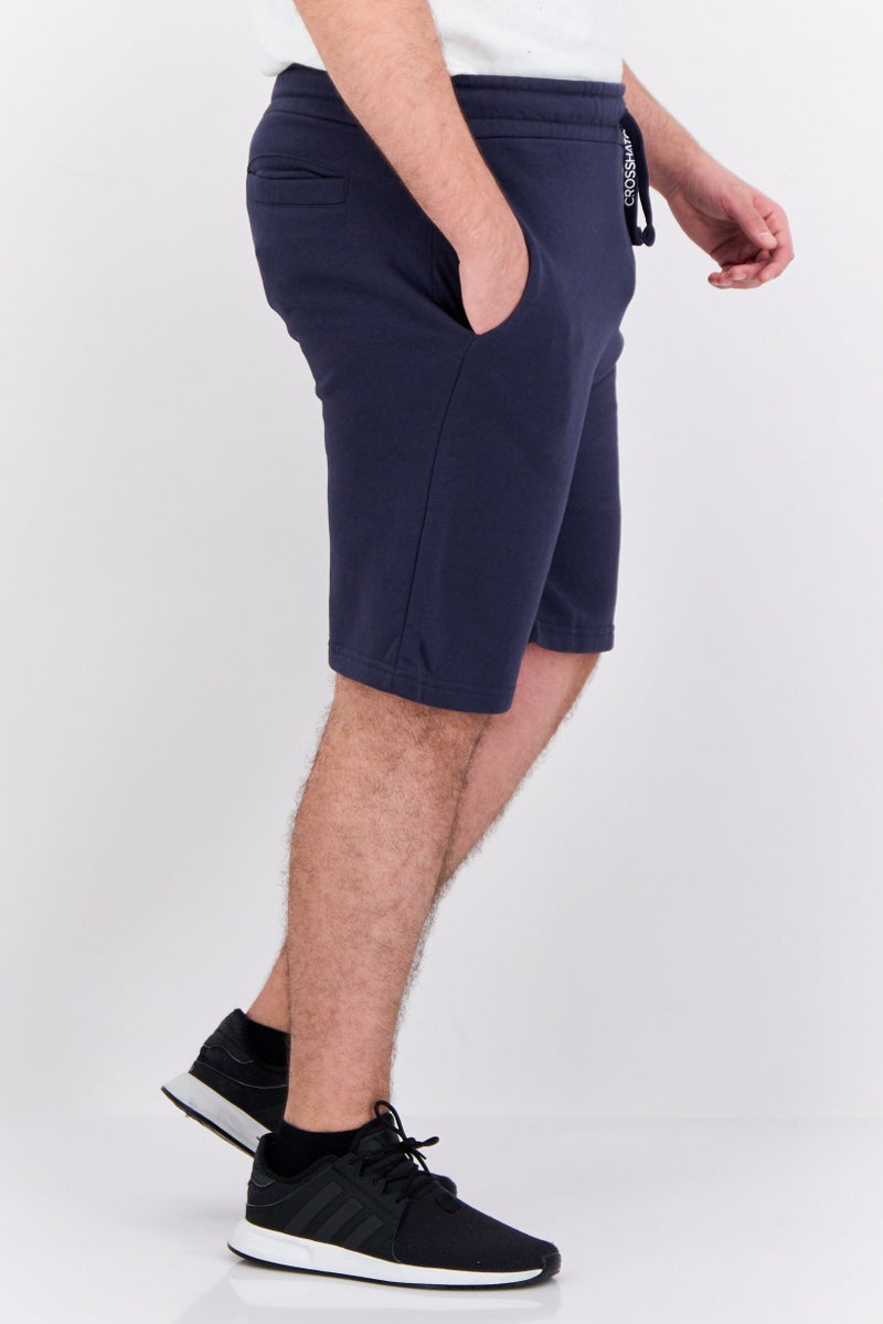 CROSSHATCH Men Drawstring Brand Logo Basic Shorts, Navy - Image 2