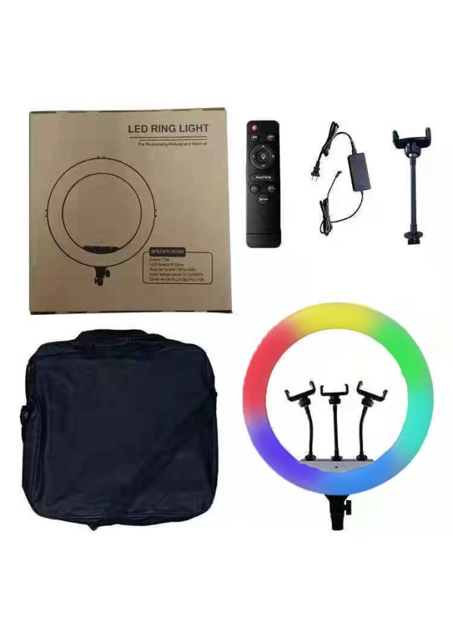 general Spot 18-inch RGB Photography Lamp Remote Control Touch Screen Three-machine Live Flash Colorful Adjustment Ring Lamp Lighting Lamp-Light Source Color:18 Inch RGB - Image 1