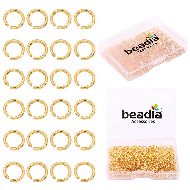 BEADIA 18K Gold Plated Jump Rings Non Tarnish 5mm 400pcs for Jewelry Making Findings