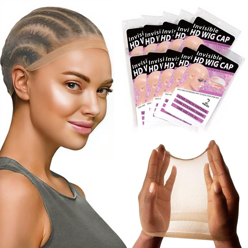 Tinashe 20pcs HD Wig Caps for Lace Front Wig Elastic Medium Nylon Stocking Caps Stretchy Wig Cap Light Brown Wig Caps for Cosplay Breathable Nylon Wig Caps for Women10Pack20PCS