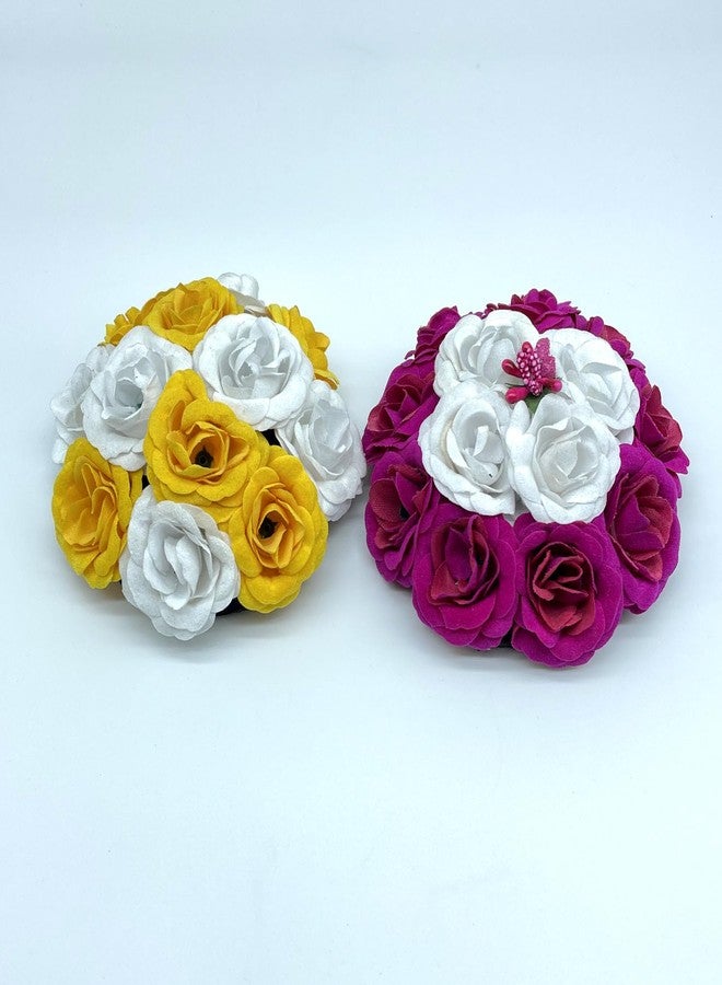 Maahal Artificial Flower Juda Bridal Gajra Bun/HairAccessories For Women&Girls/Pack of 2/Multicolor - Image 3