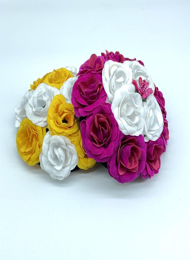 Maahal Artificial Flower Juda Bridal Gajra Bun/HairAccessories For Women&Girls/Pack of 2/Multicolor - Image 2