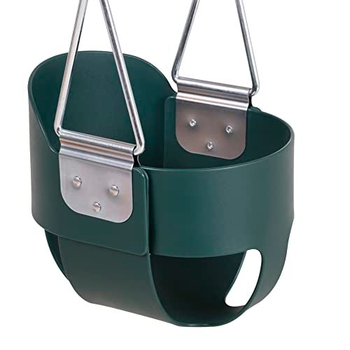 Jack and June High Back Full Bucket Playset Toddler Swing with PlastisolCoated Chains Green - Image 1
