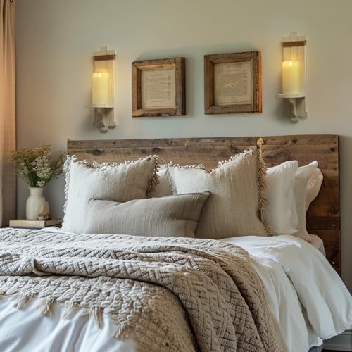 Homemory Wall Sconces Candle Holder Set of 2, Farmhouse Wooden Rustic Wall Decor for Living Room, Dining Room, Bedroom, Bathroom (White) - Image 2
