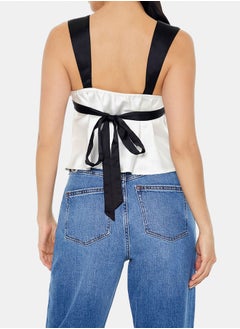 FOREVER 21 Satin Colorblock Crop Top  - Image 3