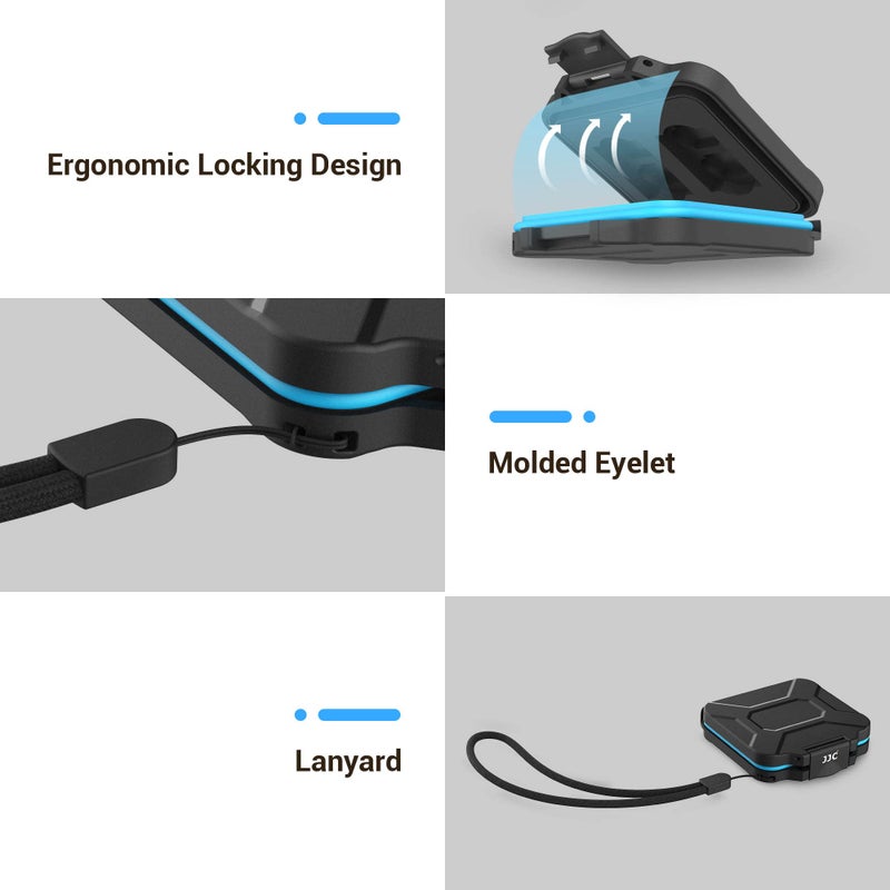 JJC 12 Slots Portable SD Micro SD Memory Card Case, Water-Resistant and Anti-Shock SD MSD TF Card Holder Storage Organizer for 8 Micro SD Card & 4 SD/SDHC/SDXC Card with EVA Foam Interior - Image 4