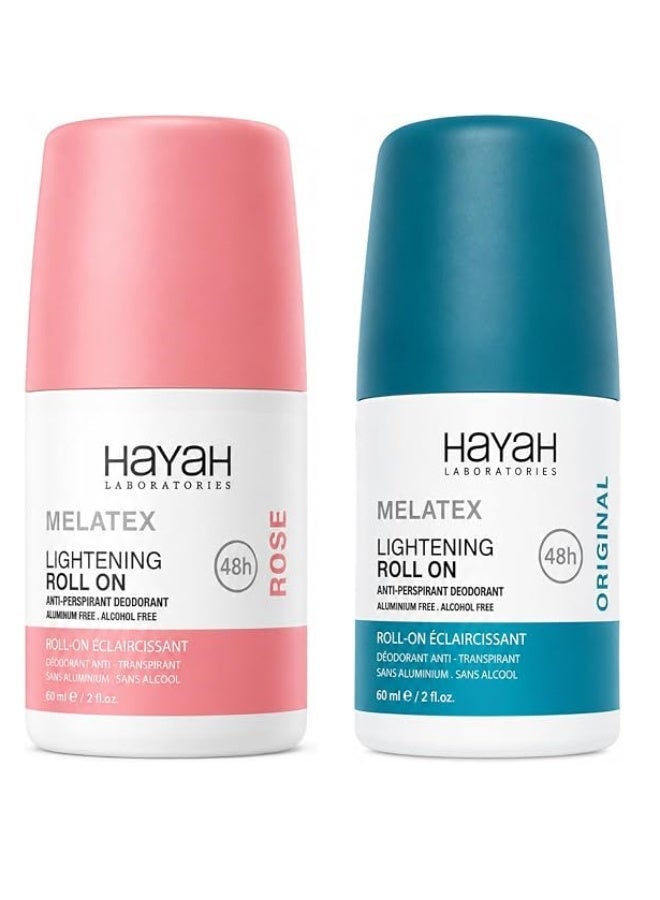 MELATEX Hayah Melatex Deodorant Roll On Rose 60 Ml + Original 60 Ml  (Packaging may vary) - Image 1