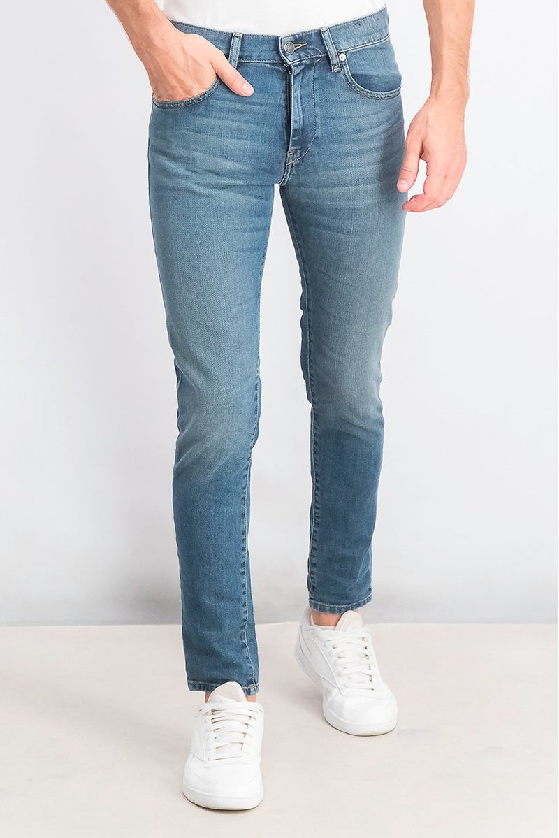 DIESEL جينز دنيم ضيق للرجال، غسلة زرقاء - Image 1