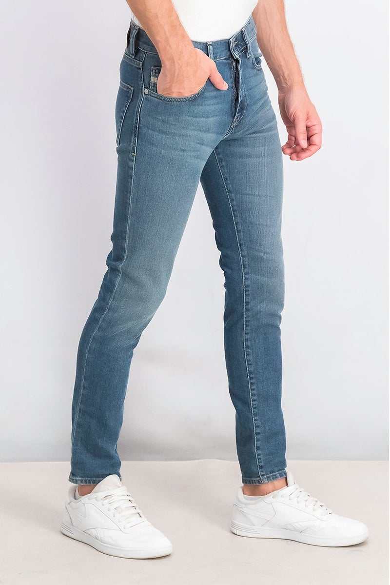 DIESEL جينز دنيم ضيق للرجال، غسلة زرقاء - Image 3