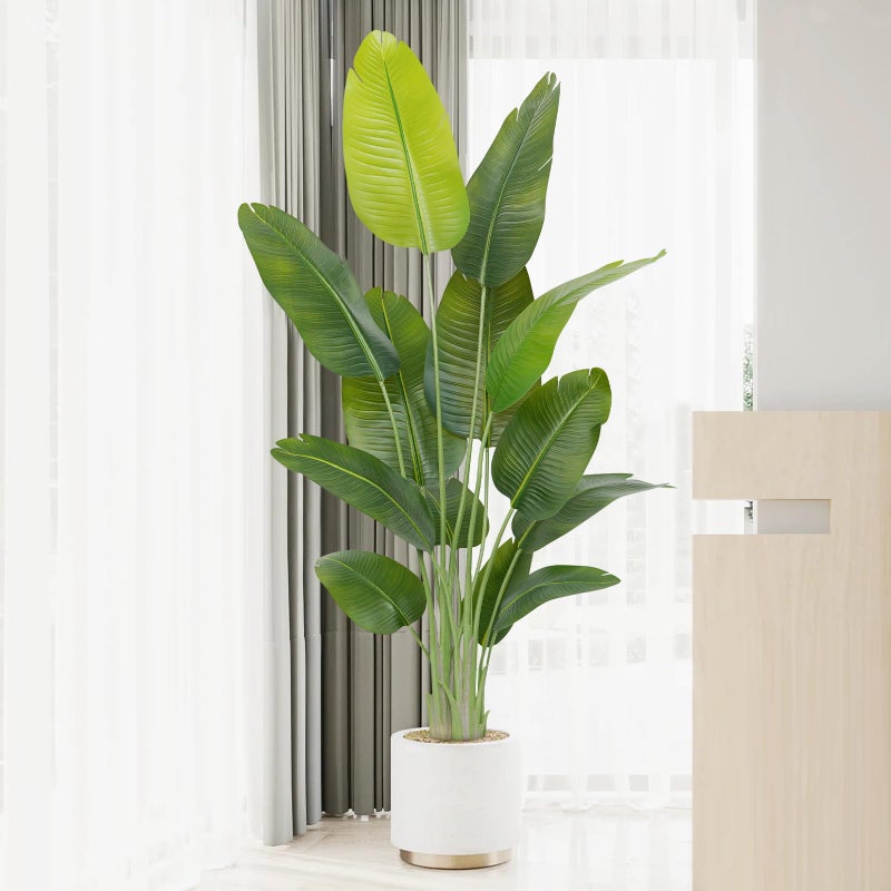 Keeplush Artificial Bird of Paradise Plant Outdoor 180cm Fake Tropical Banana Tree with 13 LeavesPerfect Faux Plants for Indoor Floor Plant in Pot for Home Decor in Living Room Office Bedroom 1Pcs