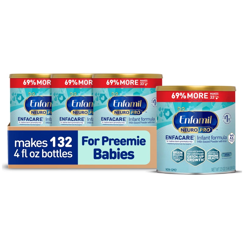 Enfamil NeuroPro EnfaCare High Calorie Premature Baby Formula MilkBased with Iron BrainBuilding DHA Vitamins Minerals for Immune Support easytodigest proteins Baby Milk 23 Oz Can 4 Count