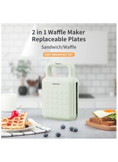 XVersion Electric Sandwich Maker with Cool Touch Handle, Easy to Clean and Store, Perfect for Cooking Breakfast, Grilled Cheese, Tuna Melts and Snacks - Standard White  - Image 4