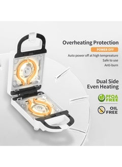 XVersion Electric Sandwich Maker with Cool Touch Handle, Easy to Clean and Store, Perfect for Cooking Breakfast, Grilled Cheese, Tuna Melts and Snacks - Standard White  - Image 5