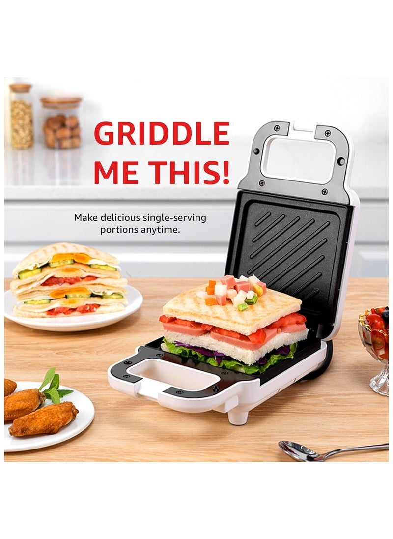 XVersion Electric Sandwich Maker with Cool Touch Handle, Easy to Clean and Store, Perfect for Cooking Breakfast, Grilled Cheese, Tuna Melts and Snacks - Standard White  - Image 3