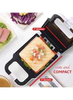 XVersion Electric Sandwich Maker with Cool Touch Handle, Easy to Clean and Store, Perfect for Cooking Breakfast, Grilled Cheese, Tuna Melts and Snacks - Standard White  - Image 2