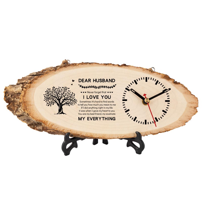 BeauGift Gifts for Husband Wooden Clock, Husband Birthday Gifts from Wife, Husband Gift, Gifts for Him Husband Anniversary - Image 1