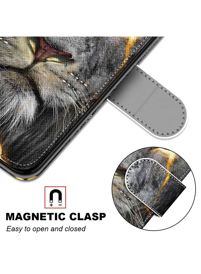 اس-توب جراب لهاتف Samsung Galaxy S22+ 5G، جراب هاتف جلدي أفقي قلاب برسومات متقاطعة ملونة مع حامل وفتحات للبطاقات ومحفظة وحبل - Image 5