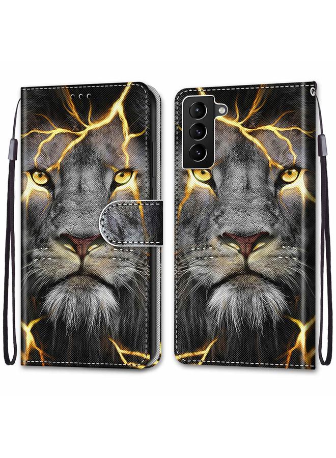 اس-توب جراب لهاتف Samsung Galaxy S22+ 5G، جراب هاتف جلدي أفقي قلاب برسومات متقاطعة ملونة مع حامل وفتحات للبطاقات ومحفظة وحبل - Image 2