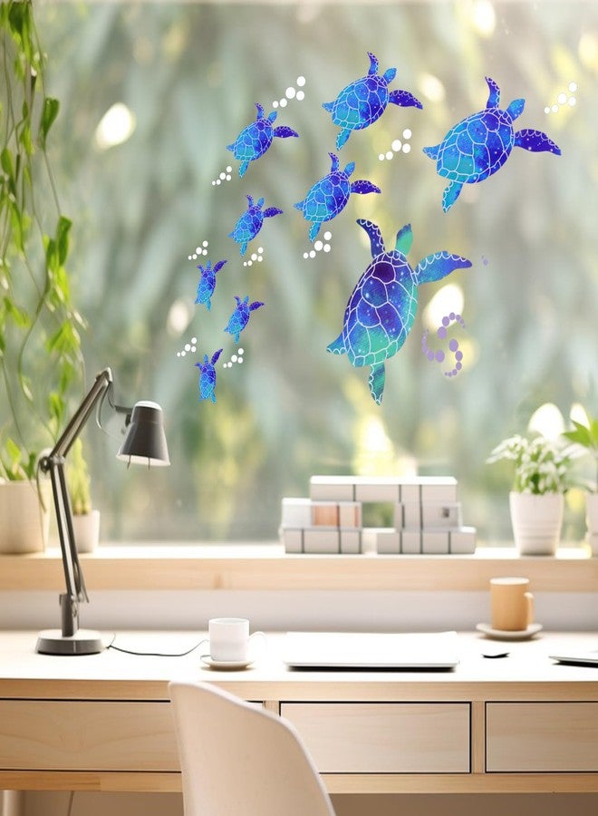 WLLHYF 12Pcs Sea Turtle Wall Decals Ocean Turtle Vinyl Stickers Waterproof Wall Decoration Bathroom Decor for Home Office Nursery Bathroom (Blue Green) - Image 5