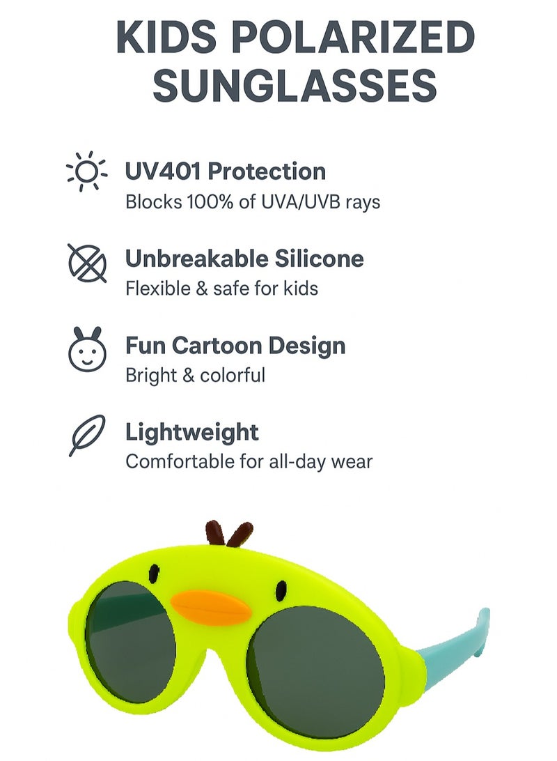 نظارات شمسية مستقطبة للأطفال، تصميم كرتوني، إطار سيليكون غير قابل للكسر، حماية من الأشعة فوق البنفسجية 400، مناسبة للأولاد والبنات. - Image 3