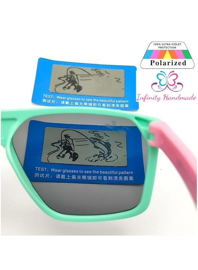 نظارات شمسية مستقطبة للأطفال، تصميم كرتوني، إطار سيليكون غير قابل للكسر، حماية من الأشعة فوق البنفسجية 400، مناسبة للأولاد والبنات. - Image 4