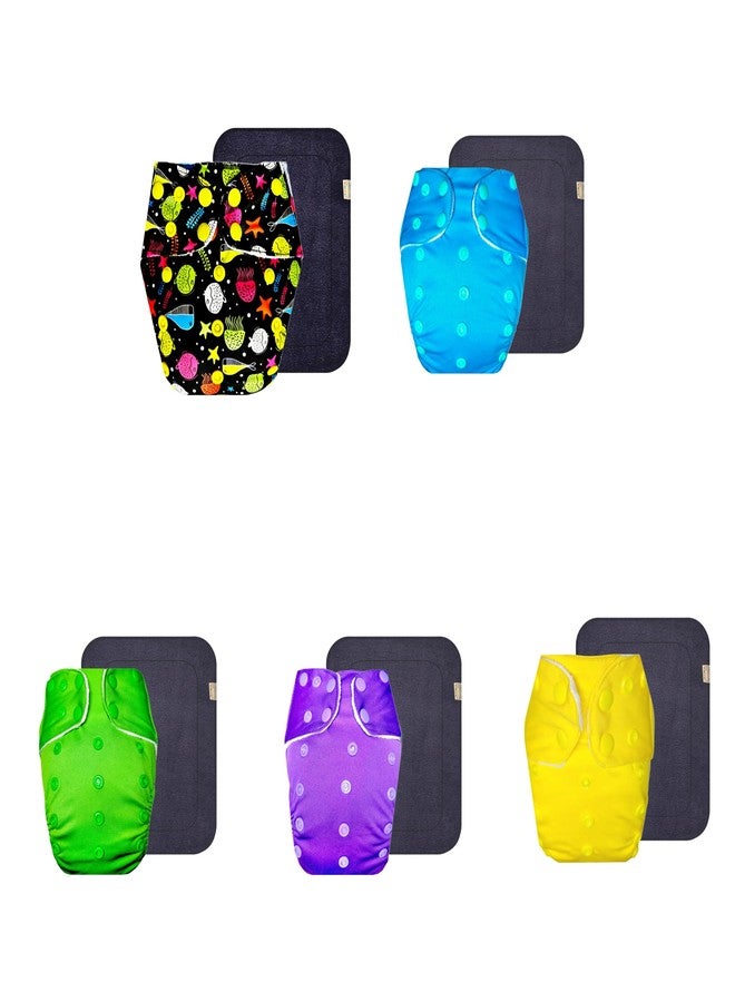 حفاضات دمبلدو القماشية الممتازة مع حشوة سوداء (عبوة من 5) | ملائمة ومريحة | تسمح بمرور الهواء | مناسبة للسفر | مصممة من قبل الأمهات | من 3 أشهر إلى 3 سنوات | للجنسين - Image 1