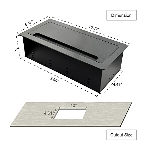 JS TECHNOLOGY Tabletop Multimedia Connectivity Box with 4 AC Power+2 HDMI+2 RJ45+1 USB3.0 Port +1 USB-C +2 Audio with 5.58ft Power Cord for Conference Room Office Desk(Black) - Image 5